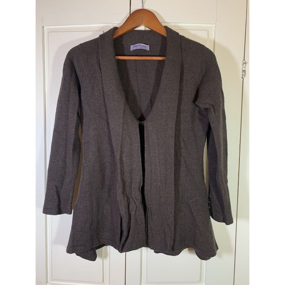 Brunella‎ Gori Merino Wool Cardigan Brown Sweater Women's Medium Boho Artsy
